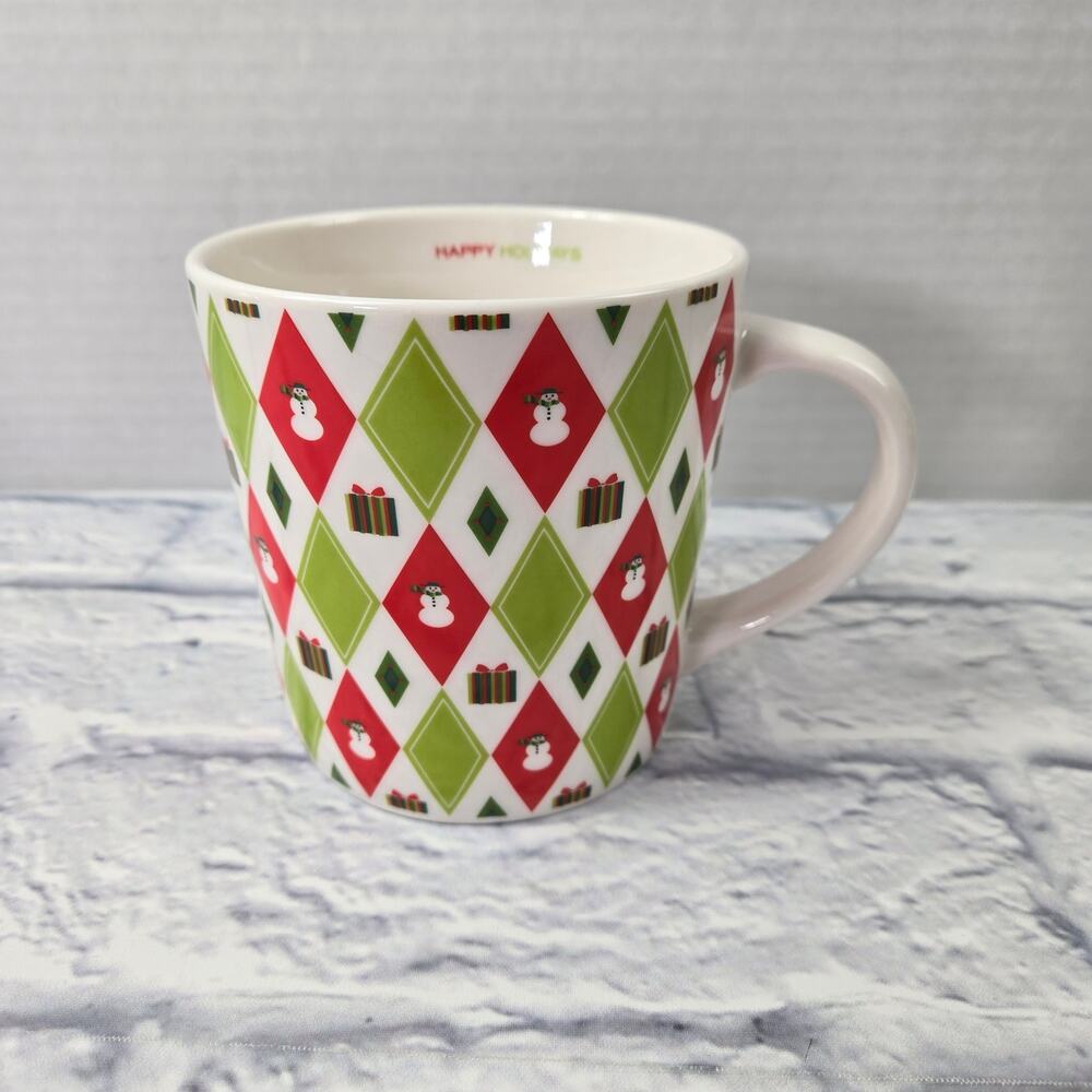 NWT Starbucks Barista 2003 Holiday 40s Wrapping Paper Coffee Mug Red Green 18 oz - Picture 5 of 11
